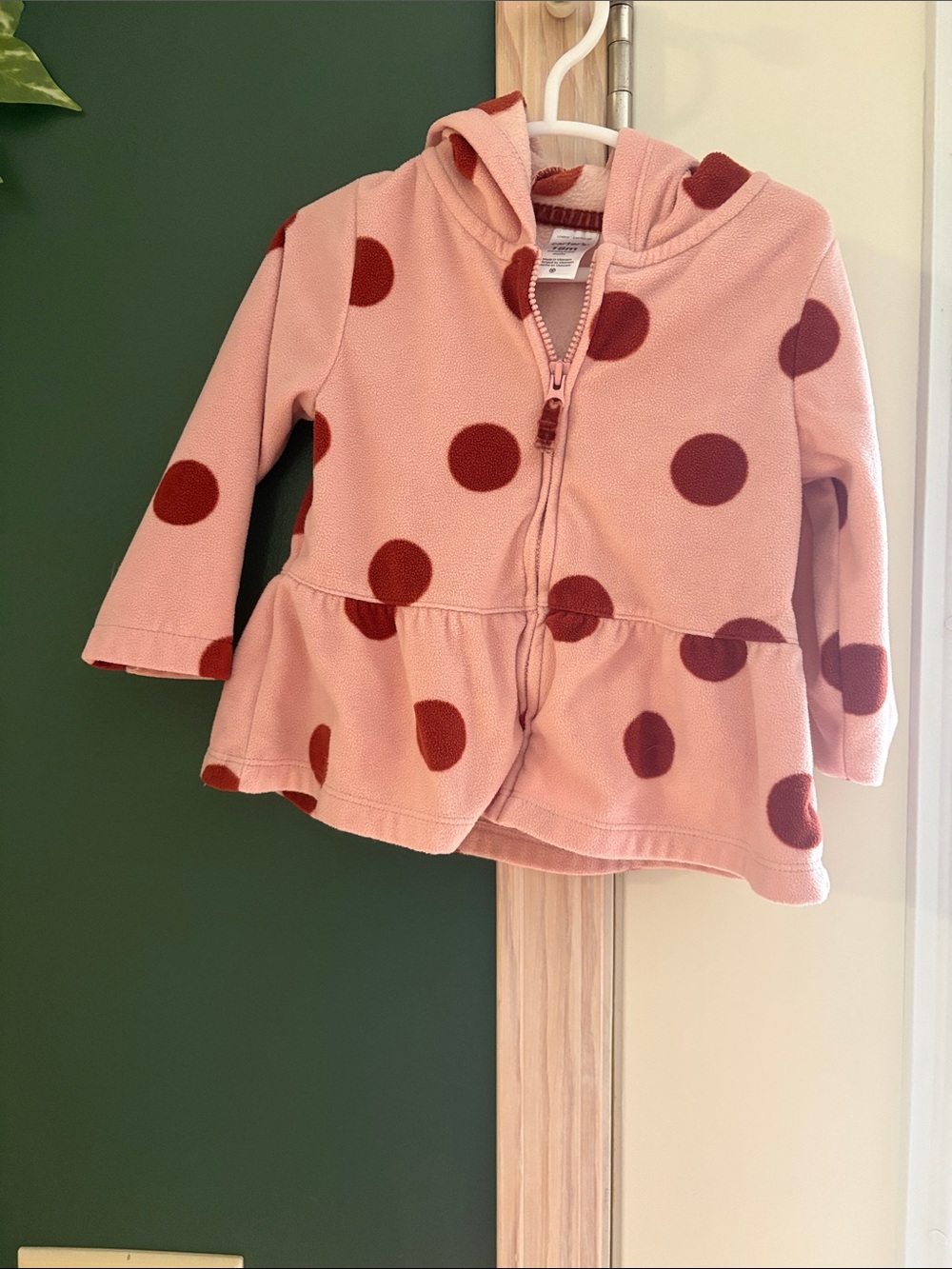 Girls' Pink Polka Dot Hooded Jacket